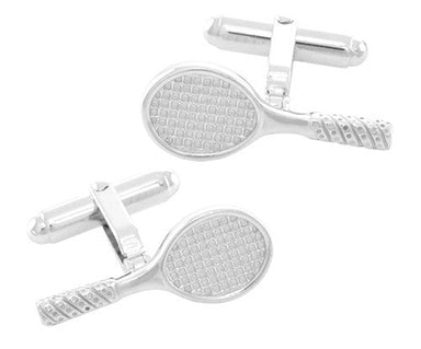 Tennis Racket Cufflinks in Sterling Silver - alternate view