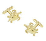 Sea Turtle Cufflinks in Sterling Silver with Yellow Gold Finish