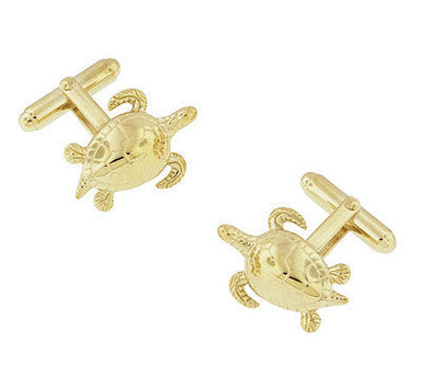 Sea Turtle Cufflinks in Sterling Silver with Yellow Gold Finish