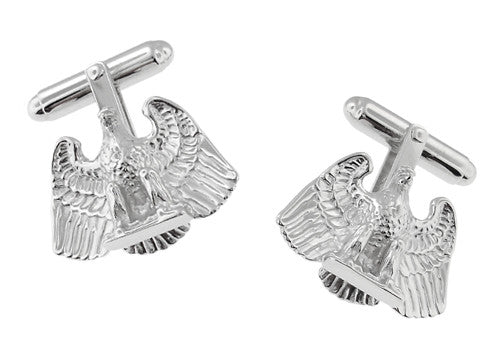 Proud Eagle Cufflinks in Sterling Silver - Item: SCL135 - Image: 3