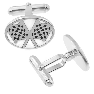 Checkered Flag Cufflinks in Sterling Silver