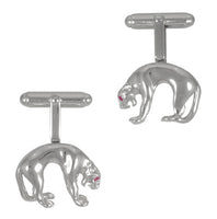 Panther Cufflinks in Sterling Silver with Ruby Eyes