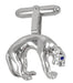 Panther Cufflinks in Sterling Silver with Sapphire Eyes