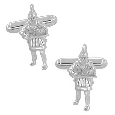 Greek Warrior Cufflinks in Sterling Silver - alternate view