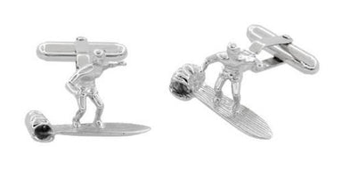 Surfer Cufflinks in Sterling Silver - alternate view