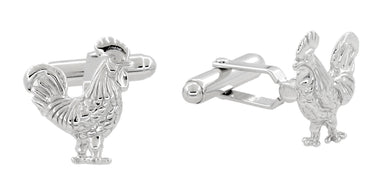 Proud Rooster Cufflinks in Sterling Silver - alternate view
