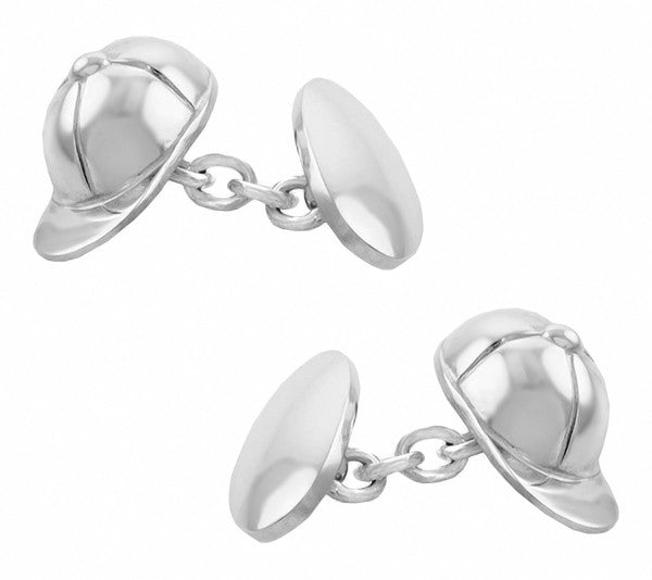 Jockey Cap Cufflinks in Sterling Silver