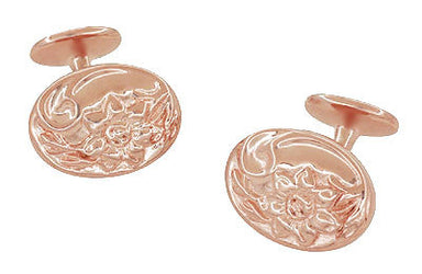 Rose Gold Victorian Sunflower Cufflinks in Sterling Silver Vermeil
