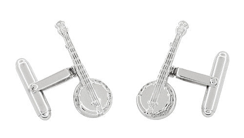Dueling Banjo Cufflinks in Sterling Silver - Item: SCL225 - Image: 3