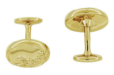 Victorian Scrolls and Fleur-de-Lis Engravable Cufflinks in Solid Sterling Silver with Yellow Gold Vermeil - alternate view