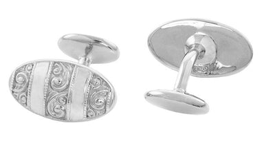 Victorian Scrolls Vintage Cufflinks Design in Sterling Silver - alternate view