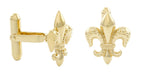 Yellow Gold Finish Fleur De Lis Cufflinks in Solid Sterling Silver