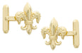 Yellow Gold Finish Fleur De Lis Cufflinks in Solid Sterling Silver