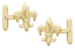 Yellow Gold Finish Fleur De Lis Cufflinks in Solid Sterling Silver
