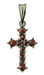 Small Victorian Bohemian Garnet Cross Pendant in Gothic Antiqued Sterling Silver