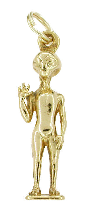 Space Alien Charm in 14 Karat Gold