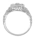 Art Deco Filigree Camphor Crystal and Diamond Ring in Sterling Silver