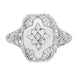 Art Deco Filigree Camphor Crystal and Diamond Ring in Sterling Silver