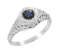 Art Deco Sterling Silver Filigree Sappphire Promise Ring | Low Profile