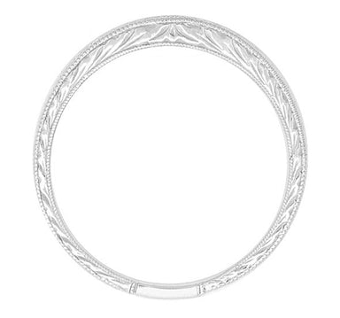 Art Deco Vintage-Inspired Carved Wheat Curved Wedding Band in Sterling Silver - alternate view