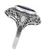 Art Deco Marquise Amethyst Filigree Cocktail Ring in Sterling Silver