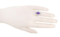 Art Deco Marquise Amethyst Filigree Cocktail Ring in Sterling Silver