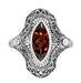 Art Deco Filigree Marquise Garnet Cocktail Ring in Sterling Silver - 2.80 Carats