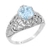 1.45 Carat Blue Topaz Promise Ring in Sterling Silver | Edwardian Filigree Dome Solitaire