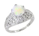 Edwardian Filigree Opal Promise Ring in Sterling Silver