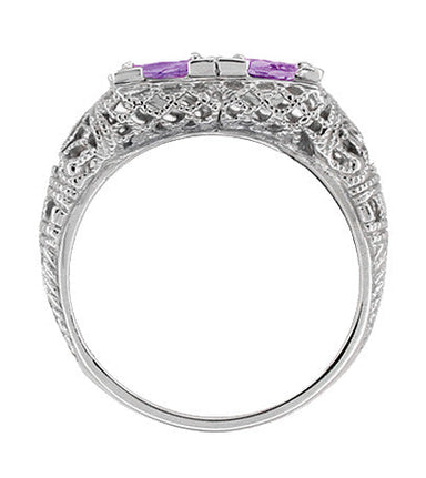 Art Deco Lavender Amethyst Duo Filigree Ring in Sterling Silver - alternate view