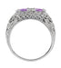 Art Deco Lavender Amethyst Duo Filigree Ring in Sterling Silver
