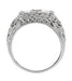 Art Deco White Topaz Two Stone Filigree Ring in Sterling Silver