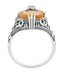 Art Deco Filigree Carnelian Shell Cameo Ring with Diamond  in Sterling Silver