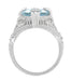 Art Deco Filigree Claw Prong Oval Blue Topaz Statement Ring in Sterling Silver - 4.75 Carats