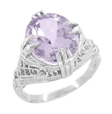 Art Deco Oval Filigree Rose de France Statement Ring in Sterling Silver | 4.5 Carats - alternate view