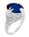Art Deco Engraved Filigree 5.75 Carat Oval Lab Grown Blue Sapphire Statement Ring in Sterling Silver