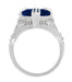Art Deco Engraved Filigree 5.75 Carat Oval Lab Grown Blue Sapphire Statement Ring in Sterling Silver