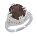Art Deco Filigree Claw Prong Statement Ring - 4.30 Carat Oval Smoky Quartz Ring in Sterling Silver