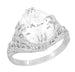 Art Deco Filigree Engraved 5 Carat Oval White Topaz Ring in Sterling Silver