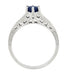 Art Deco Blue Sapphire Filigree Promise Ring in Sterling Silver with White Sapphire Side Stones