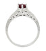 Art Deco Filigree Ruby Promise Ring in Sterling Silver with Side White Sapphires