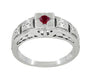 1920's Art Deco Engraved Ruby Band Ring in Sterling Silver