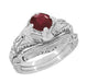 Art Deco Engraved Filigree 1.20 Carat Ruby Promise Ring in Sterling Silver