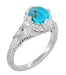 Art Deco Arizona Turquoise Engraved Filigree Ring in Sterling Silver