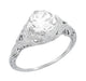 Art Deco Engraved Filigree White Topaz Promise Ring in Sterling Silver