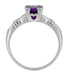 Art Deco Hearts and Clovers Amethyst Solitaire Promise Ring in Sterling Silver
