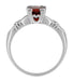 Art Deco Hearts and Clovers 1 Carat Almandine Garnet Solitaire Promise Ring in Sterling Silver