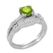 Art Deco Hearts and Clovers 1 Carat Peridot Solitaire Promise Ring in Sterling Silver
