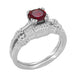 Art Deco Hearts and Clovers Solitaire Ruby Promise Ring in Sterling Silver