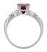 Art Deco Hearts and Clovers Solitaire Ruby Promise Ring in Sterling Silver